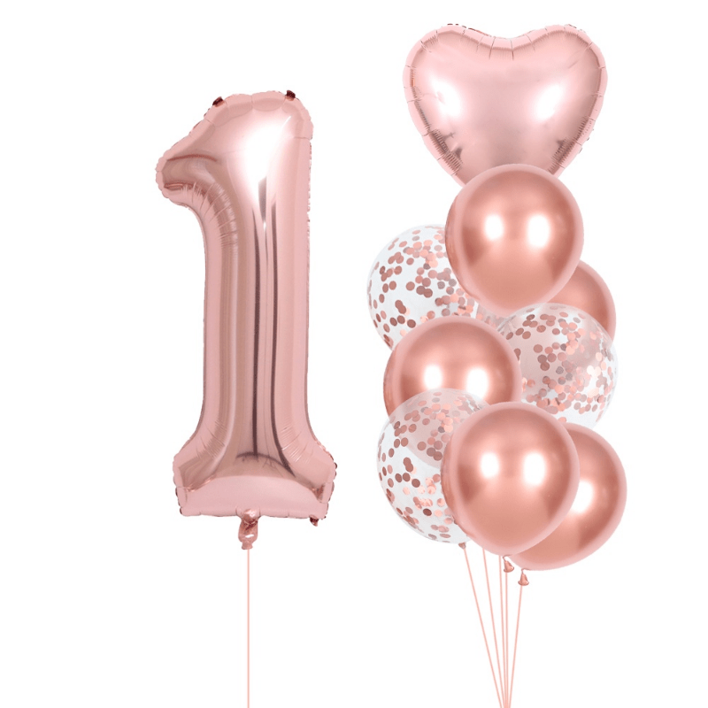 10 Pack Rose Golden Birthday Number Set for Parties Celebrations