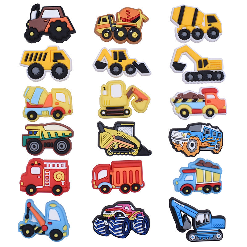 18pcs Truck Pattern Shoe Charms PVC Shoe Decoration Accessories For Clog