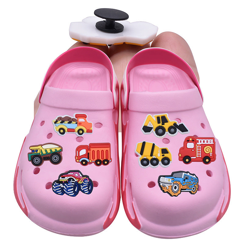 18pcs Truck Pattern Shoe Charms PVC Shoe Decoration Accessories For Clog