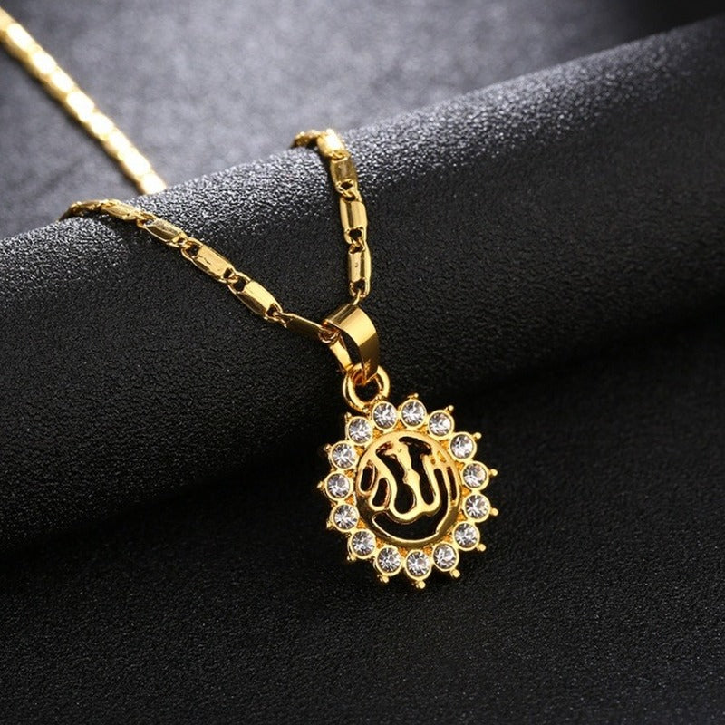 Vintage Zircon Sun Pendant Necklace for Men