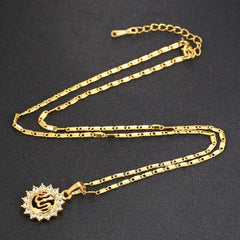 Vintage Zircon Sun Pendant Necklace for Men