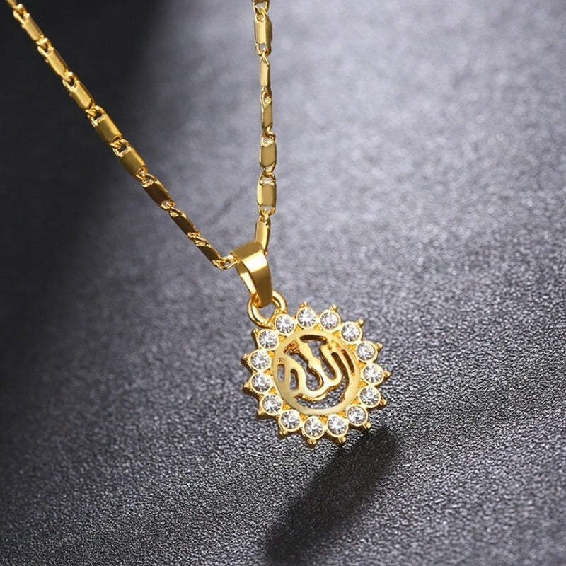 Vintage Zircon Sun Pendant Necklace for Men