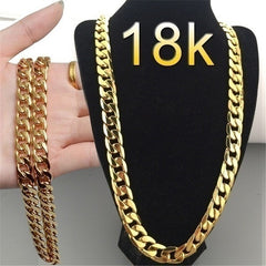 Wide Hip Hop Turnover Chain Necklace Alloy Gold Silver