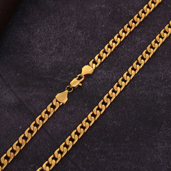 Wide Hip Hop Turnover Chain Necklace Alloy Gold Silver