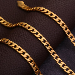 Wide Hip Hop Turnover Chain Necklace Alloy Gold Silver