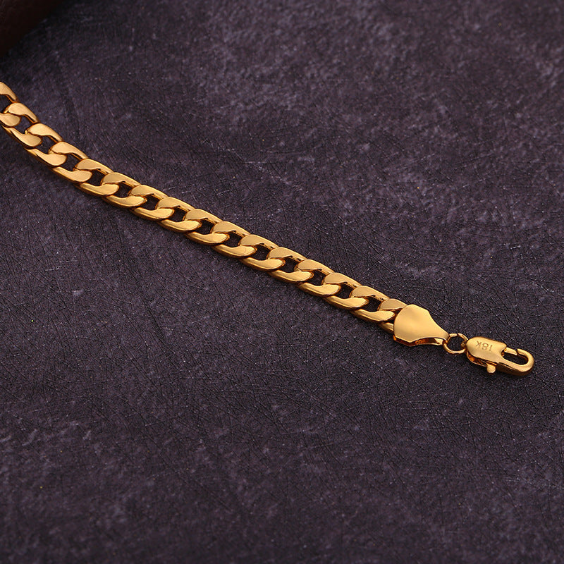 Wide Hip Hop Turnover Chain Necklace Alloy Gold Silver