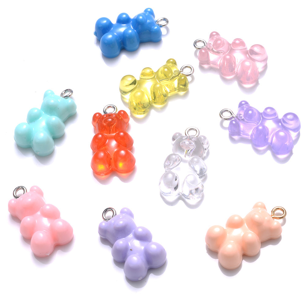10pcs 10x20mm Bear Charms Acrylic Pendant Jewelry Making Supplies