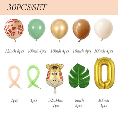 30pcs Deer Wood Theme Number Balloon Birthday Party Set