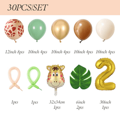 30pcs Deer Wood Theme Number Balloon Birthday Party Set