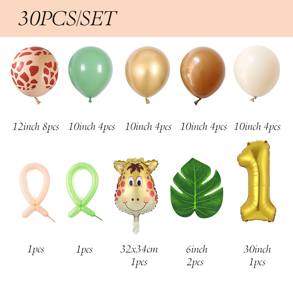 30pcs Deer Wood Theme Number Balloon Birthday Party Set