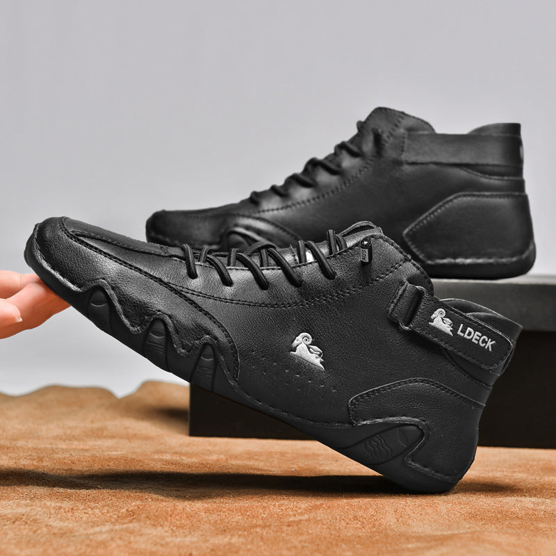 Men's Non Slip Breathable Casual Sneakers Hook And Loop Fastener Boots