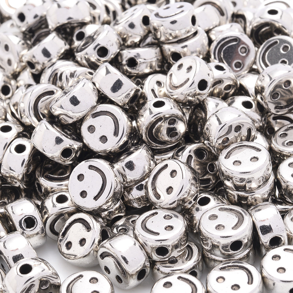 100pcs 7mm Antique Smile Beads DIY Spacer Acrylic Beads for Jewelry Making