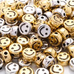 100pcs 7mm Antique Smile Beads DIY Spacer Acrylic Beads for Jewelry Making