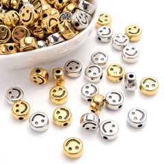 100pcs 7mm Antique Smile Beads DIY Spacer Acrylic Beads for Jewelry Making