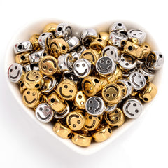 100pcs 7mm Antique Smile Beads DIY Spacer Acrylic Beads for Jewelry Making