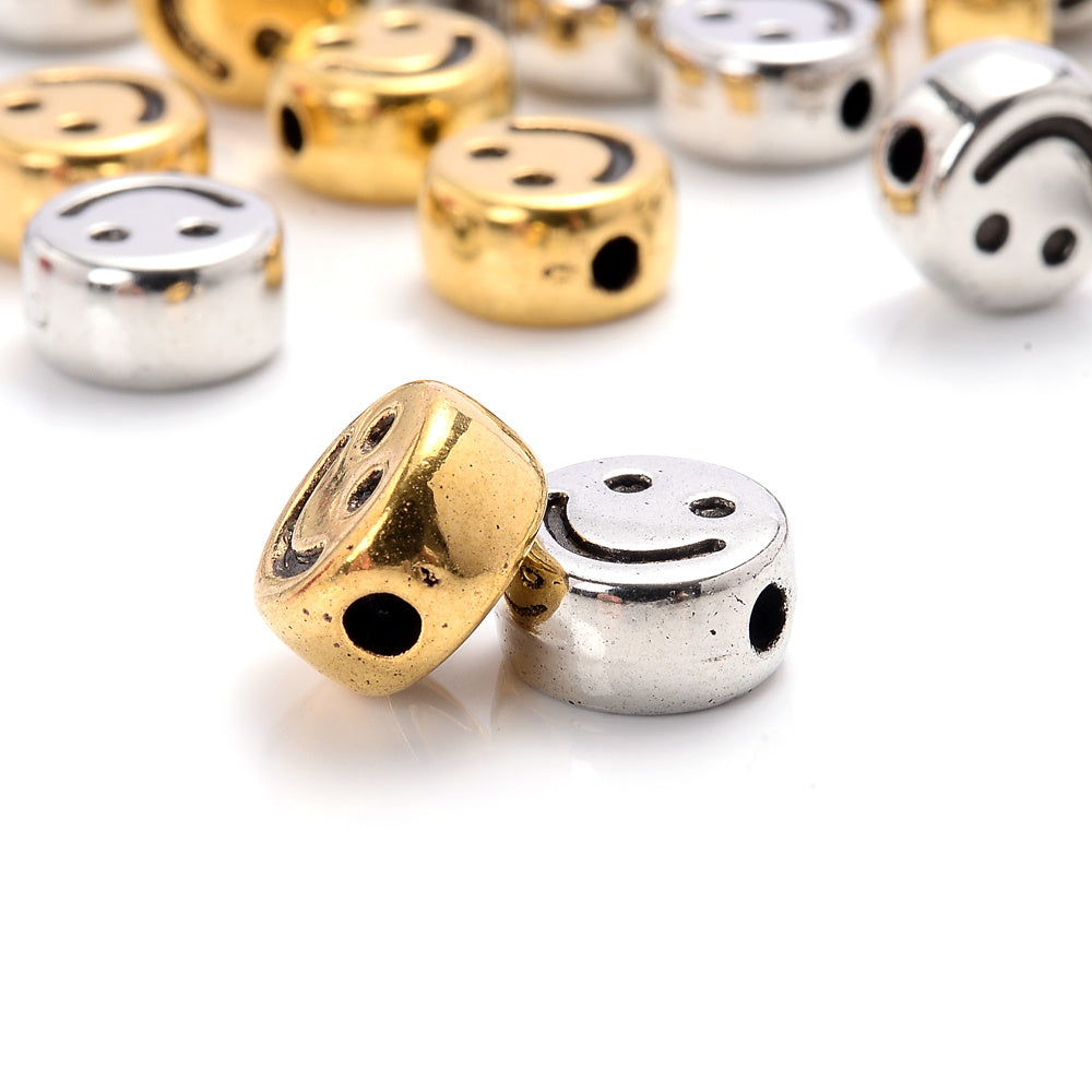 100pcs 7mm Antique Smile Beads DIY Spacer Acrylic Beads for Jewelry Making