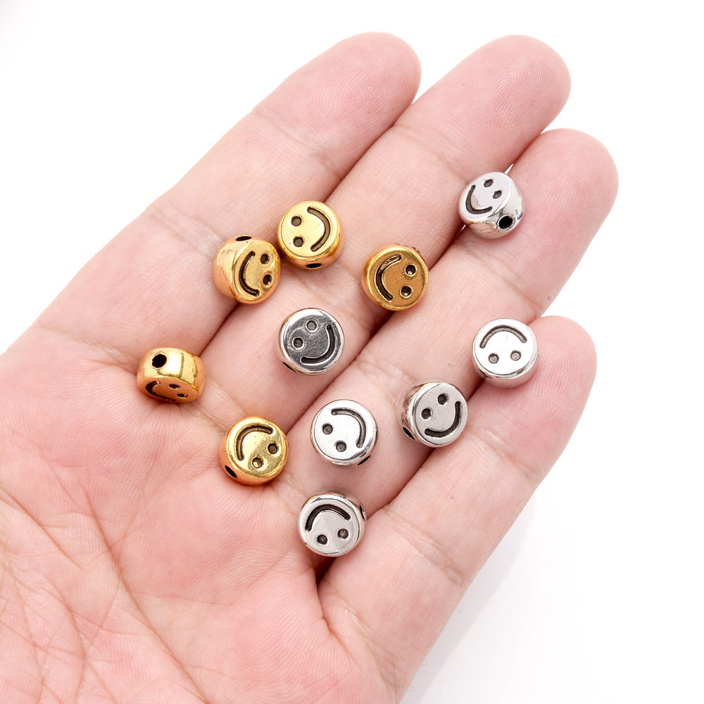 100pcs 7mm Antique Smile Beads DIY Spacer Acrylic Beads for Jewelry Making