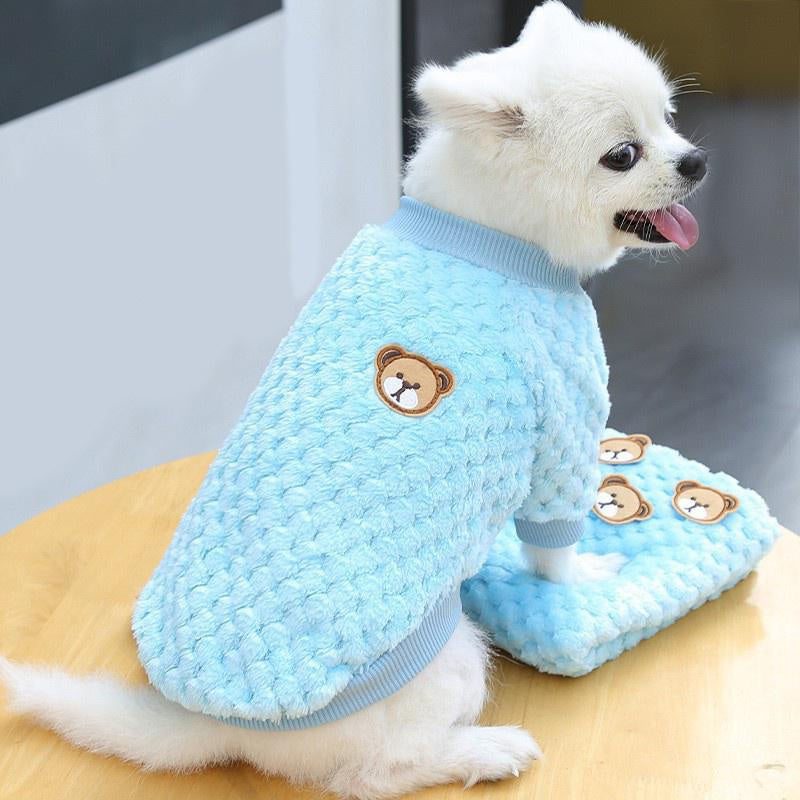Bear Pattern Fleece Pet Sweater for Small and Medium Dogs Cozy Hoodie