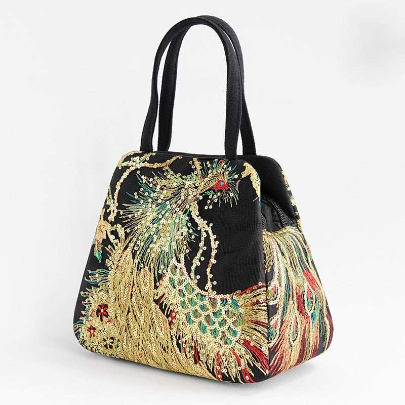 Sequin Embroidery Handbag Canvas Tote Bag
