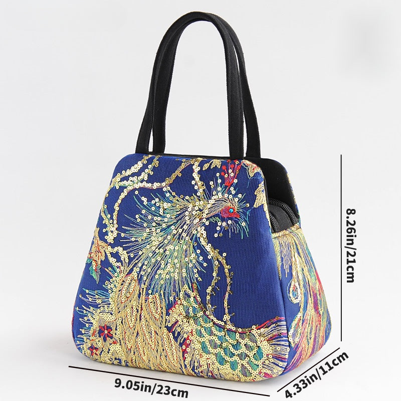 Sequin Embroidery Handbag Canvas Tote Bag