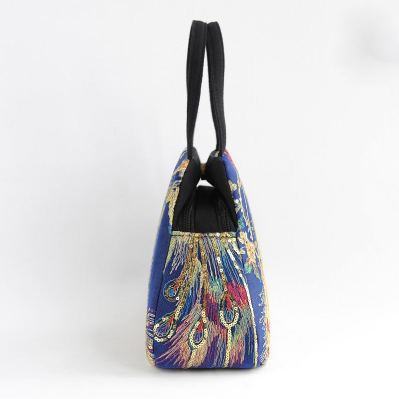Sequin Embroidery Handbag Canvas Tote Bag