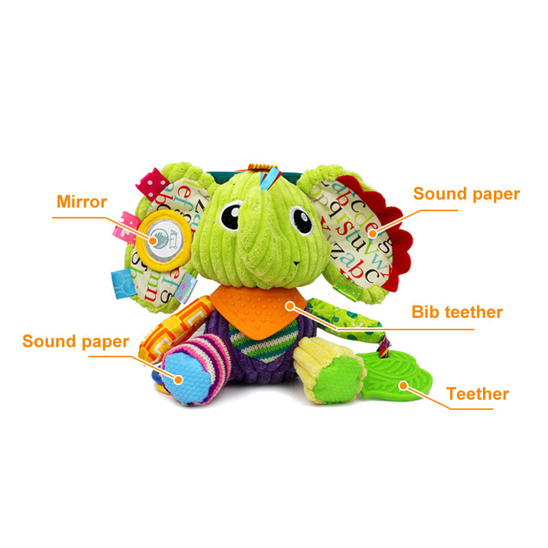 Plush Toy Baby Activity Teething Sensory Rattle Textures Crib Bed Stroller
