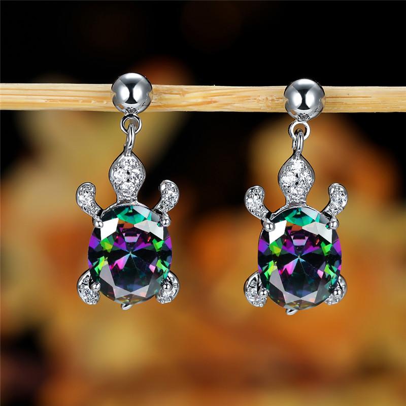Gradient Rainbow Turtle Earrings for Women