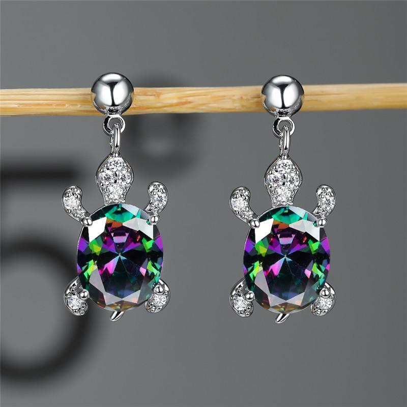 Gradient Rainbow Turtle Earrings for Women