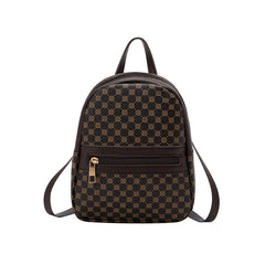 Geo Pattern Zipper Backpack Women's Faux Leather Backpack For Work & School
