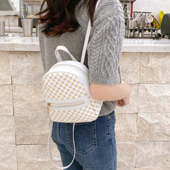 Geo Pattern Zipper Backpack Women's Faux Leather Backpack For Work & School