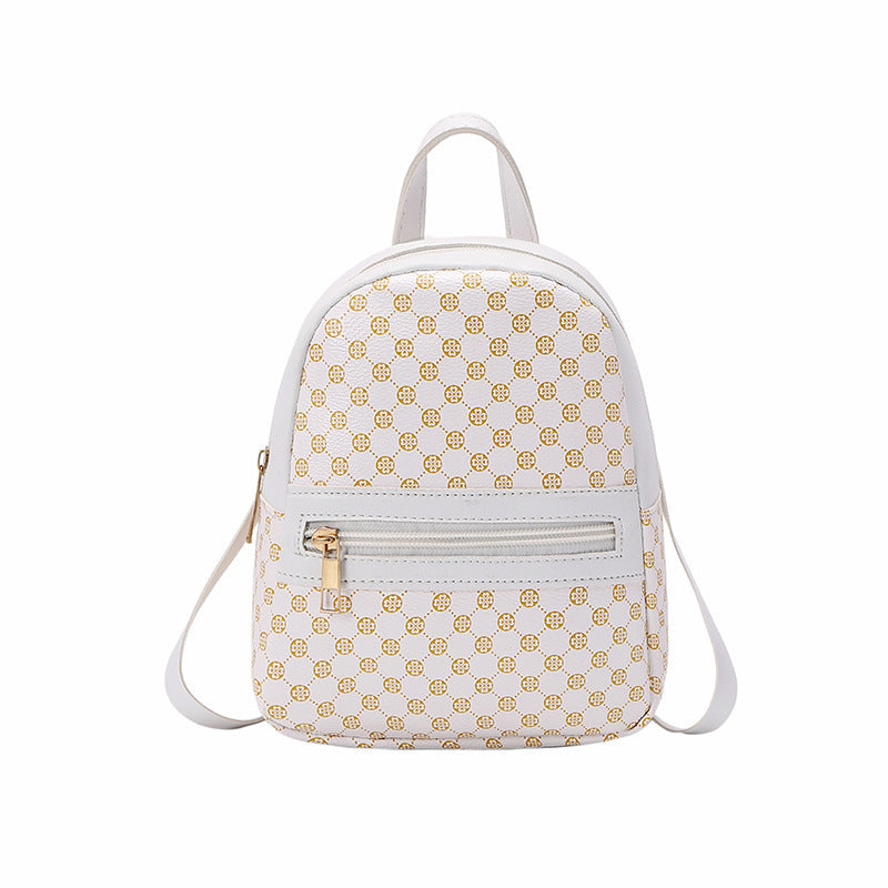 Geo Pattern Zipper Backpack Women's Faux Leather Backpack For Work & School