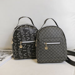 Geometric Pattern Small Backpack Faux Leather Zipper Backpack For Work & School