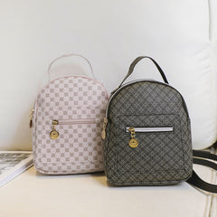 Geometric Pattern Small Backpack Faux Leather Zipper Backpack For Work & School