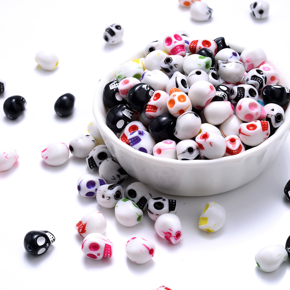 30 Acrylic Skull Spacer Beads For DIY Bracelet Necklace Making