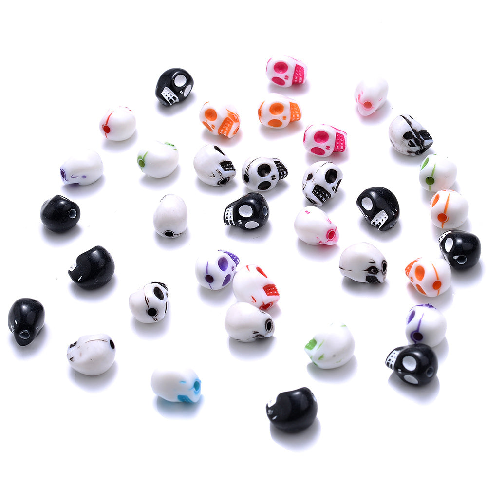 30 Acrylic Skull Spacer Beads For DIY Bracelet Necklace Making