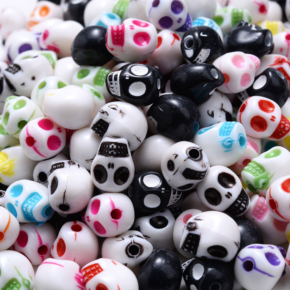 30 Acrylic Skull Spacer Beads For DIY Bracelet Necklace Making