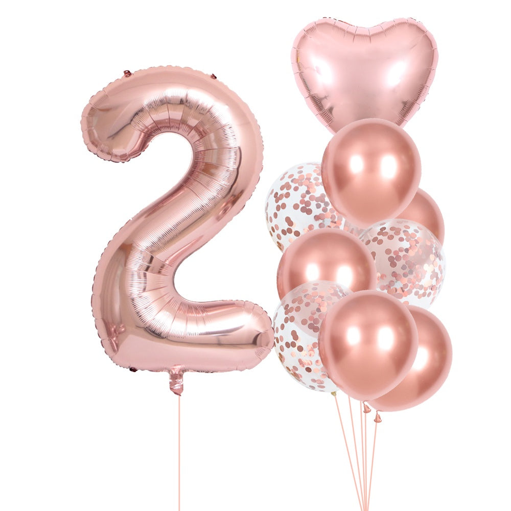 10 Pack Rose Golden Birthday Number Set for Parties Celebrations