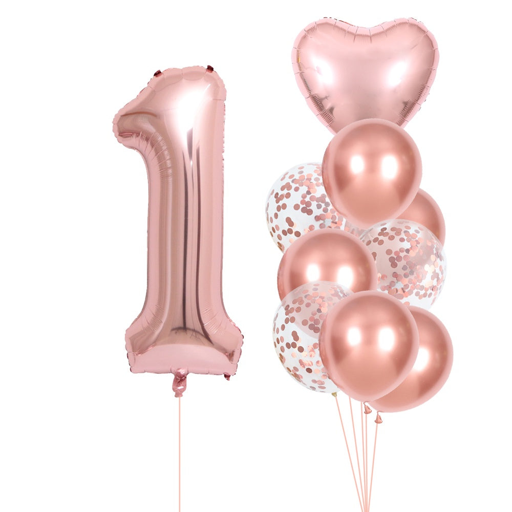 10 Pack Rose Golden Birthday Number Set for Parties Celebrations
