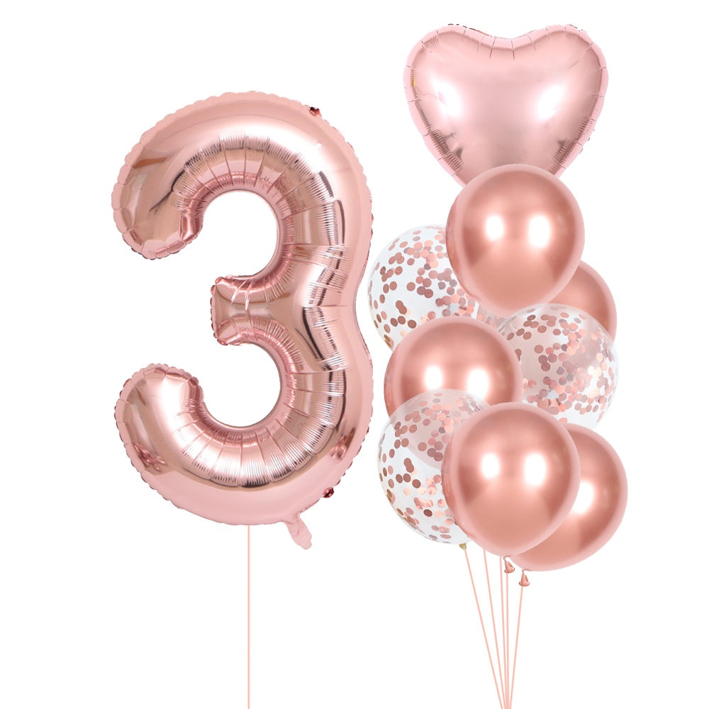 10 Pack Rose Golden Birthday Number Set for Parties Celebrations