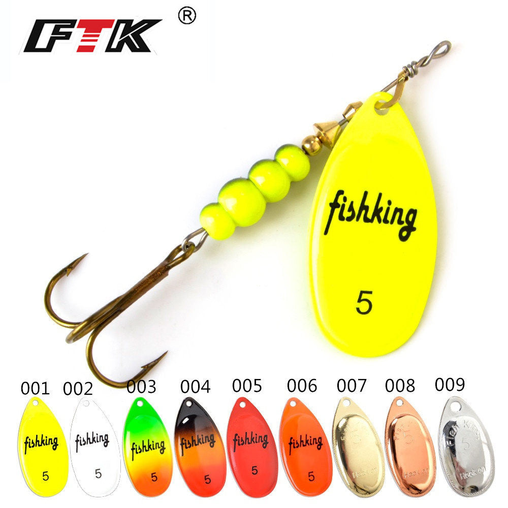 10 8g Fishing Spinner Spoon Lure with Treble Hook