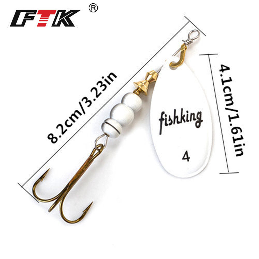 10 8g Fishing Spinner Spoon Lure with Treble Hook