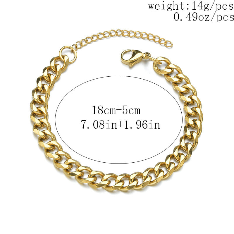 Men's Titanium Cuban Bracelet Chain Jewelry