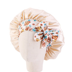 Kids Satin Bowknot Sleeping Caps Head Cover Hair Care Cap Night Hat
