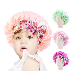 Kids Satin Bowknot Sleeping Caps Head Cover Hair Care Cap Night Hat