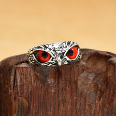 Vintage Devil's Eye Owl Statement Ring Adjustable Opening Ring Jewelry