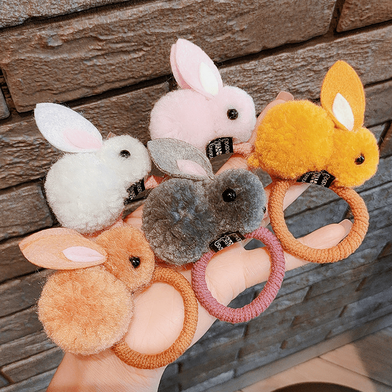 Kids Girls Hair Tie Plush Rabbit Rubber Bands Hair Rope Hair Bands Hair Accessor