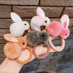 Kids Girls Hair Tie Plush Rabbit Rubber Bands Hair Rope Hair Bands Hair Accessor