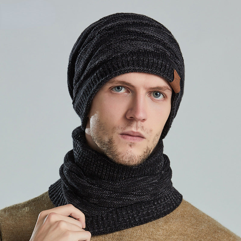 Warm Knitted Hat & Scarf Set for Men Winter Cold-proof Thickening