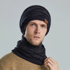 Warm Knitted Hat & Scarf Set for Men Winter Cold-proof Thickening
