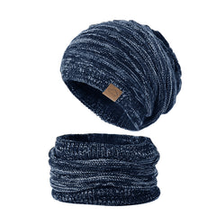 Warm Knitted Hat & Scarf Set for Men Winter Cold-proof Thickening